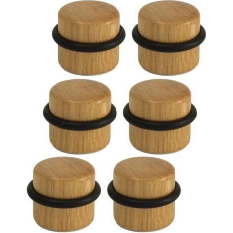 Arrêts de Portes - Butée de Porte Adhésive en Bois pour Sol - Butoirs de Porte Protection de Portes et Murs - Pack 6 unités (Chêne) (1/5)