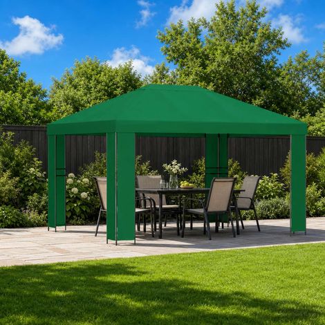 vidaXL Gazebo 4 × 3 m Verde Poliestere e Acciaio 190 gsm (1/4)