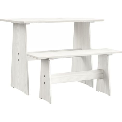 vidaXL Tavolo da Pranzo con Panca REINE Bianco Legno Massello di Pino (1/5)