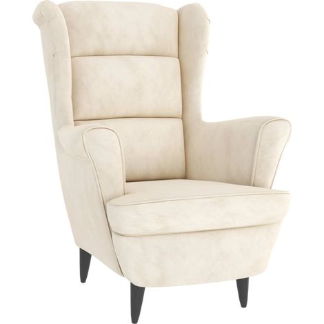 Fauteuil Blanc crème Velours (1/5)