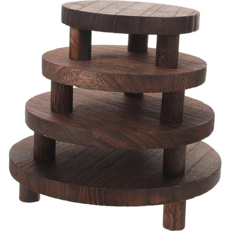 Lot De 4 Supports De En Pour Pots De Fleurs Tabouret Décoratif En Naturel Petit Plateau Pour Plantes Marron Clair (1/5)
