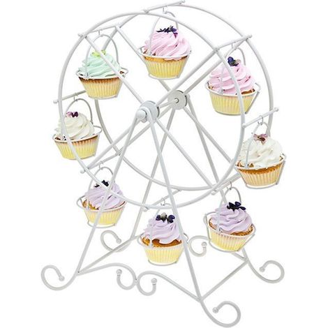 Cupcake-Ständer in Form eines Riesenrads, Cupcake-Halter, Gestell für 8 Tassen, Desserttablett, Servierzubehör für Hochzeitsfeiern (1/4)