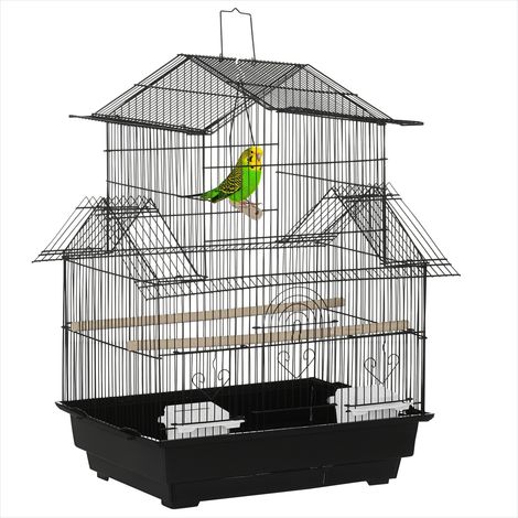Cage pour oiseaux Cage à oiseaux design en acier avec perchoirs (1/5)