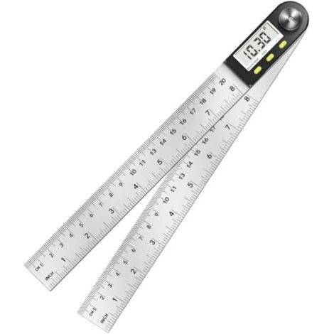 Numérique Règle D'angle Rapporteur, Mesure d'angle à 0°-360°, Mesure d'angle en acier inoxydable avec écran LCD, Règle en acier inoxydable pour travail du bois, devoirs, construction