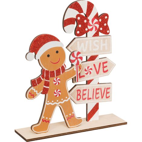 Déco de Noël en Bois Pain d'épice et Pancarte H 22.5 cm - Feeric Christmas (1/2)