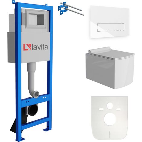 LAVITA WC Set mit Vorwandelement, Wand-WC und Spülknopf (1/5)