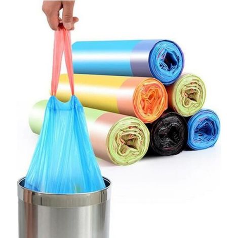5 Rouleaux Sac poubelle, à cordon, 30L, plastique, anti-bactérien, cuisine (1/4)