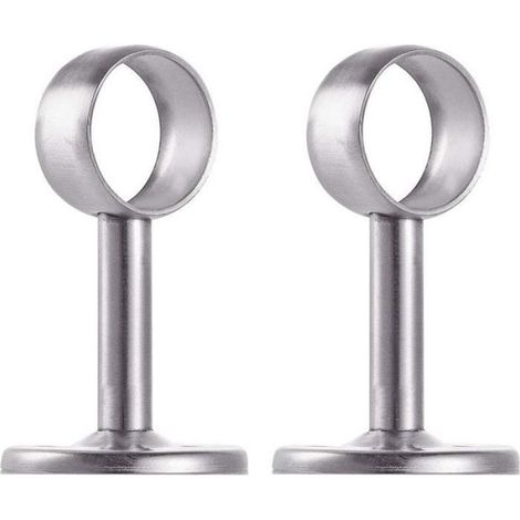 Lot de 2 supports avec tube pour penderie en acier inoxydable, Dia 32mm (1/4)