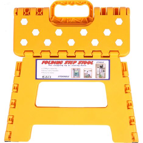 Tabouret Pliant En Plastique Épais Chaise Portable Design Antidérapant Pour Intérieur Et Extérieur 28 5x21 5x22cm Jaune (1/5)