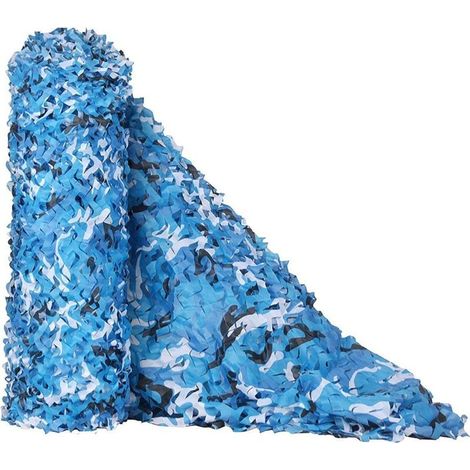 Filet de camouflage bleu 1,5 x 4 mètres, 1 pièce, filet de camouflage décoratif extérieur, protection solaire, filet d'abri de montagne (1/5)