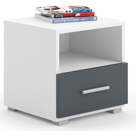 Comodino per cameretta Emi in bianco e grigio (1/3)