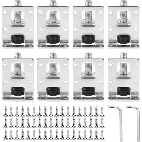 Lot de 8 pieds de meubles réglables : 55 mm - Pieds de meubles réglables en hauteur - Pieds pour meubles avec 48 vis et 2 clés - Pieds de meubles réglables en hauteur (1/4)