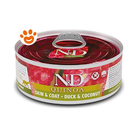 Farmina Cat N&D Quinoa Skin&Coat Anatra e Cocco  - Farmina Cat N&D Quinoa Skin&Coat Anatra e Cocco - Lattina Da 80 Gr