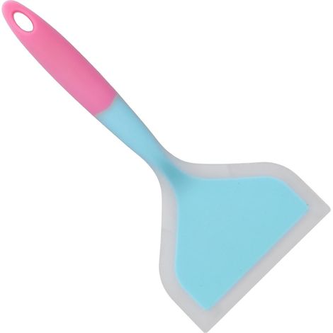 Spatule en Silicone avec Bouche Large et Design Bicolore, Pelle de Cuisson Antiadhésive pour Tamagoyaki, Crêpes, Viande, Boeuf, Omelette japonaise. (tête de pelle bleue) (1/5)