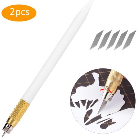 Couteau à graver en caoutchouc Junesix 608 blanc, couteau à stylo pour la création de carnets et la gravure d'autocollants. (1/5)