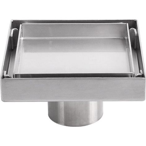 Unsichtbarer Bodenablauf – Edelstahl 304 – 10 x 10 cm – Für Bad, Küche, Balkon – 1 Stück (1/5)