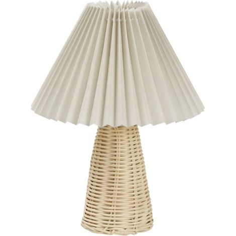 Lampe de Table Vintage Scandinave LED avec Base en Rotin et Lumière Douce pour Décoration de Chambre et Bureau