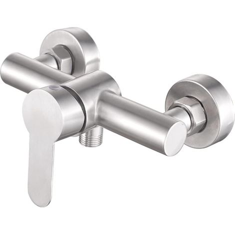 Mitigeur de douche mural en acier inoxydable - Mitigeur de douche - Commande manuelle - Robinet de tuyauterie - Mitigeur de salle de bain pour eau chaude et froide