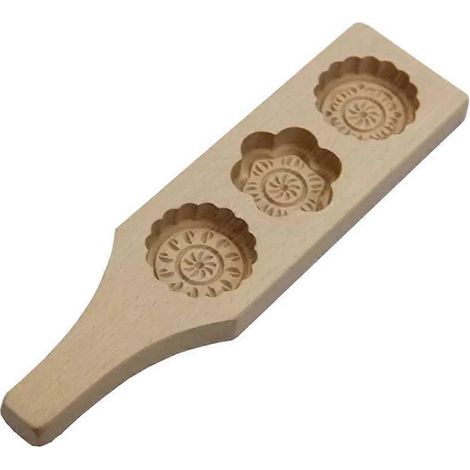Traditionelle chinesische Mondkuchenform zum Mittherbstfest, 2-teilige handgefertigte Holzform in Blumenform für Muffins, Kekse, Plätzchen und Kürbiskuchen
