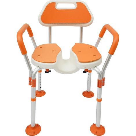 Sedia da doccia con braccioli, sedia da doccia, sedile da bagno, barre di sicurezza e panca da doccia antiruggine, altezza regolabile, panca da doccia di sicurezza per anziani e disabili