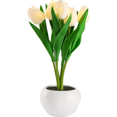 Lámpara de mesilla LED con forma de tulipán, luz nocturna con forma de flor, luz ambiental, decoración con flores artificiales (1/5)