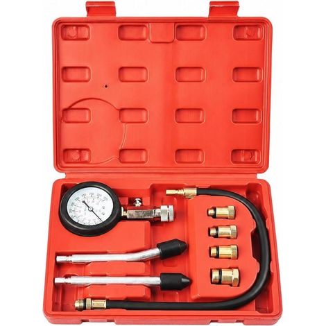 Cylinder Compression Tester with Brass Threaded Adapters, Easy to Read, Cylinder Pressure Tester, for Engine Detection (1/5)