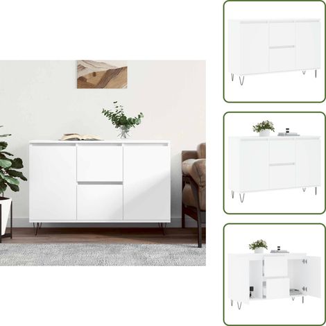 Sideboard Weiß 104x35x70 cm Holzwerkstoff - Schreibtisch - Wohnzimmermöbel - Sideboard Weiß - Holz Sideboard - Regal (1/5)