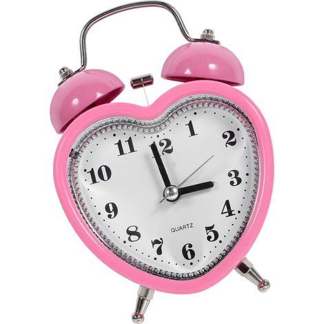 Réveil à Double Cloche de Cœur Rose pour Garçon et Filles (1/5)