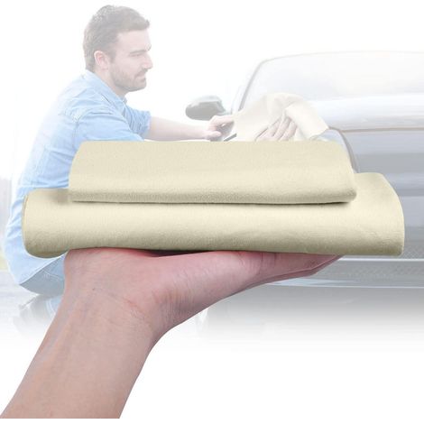 Lot de 2 peaux de chamois pour voiture, absorbantes et sans traces (1/5)