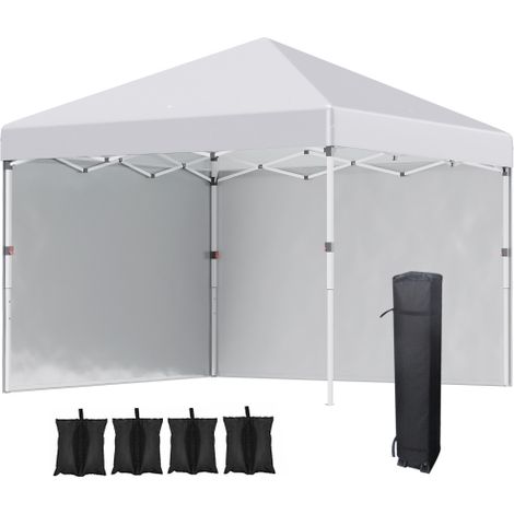 Pavillon bianco in acciaio per giardino con sacco di sabbia, resistente alle intemperie.