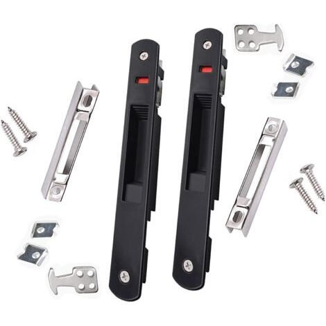Loquet de fenêtre coulissante réglable en alliage de zinc, longueur 199 mm, noir, 2 pièces
