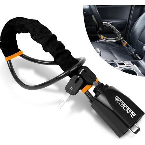 [JAMAIS UTILISÉ] Verrou de ceinture de sécurité pour volant - Double verrouillage de voiture - Dispositif antivol - Dispositif de sécurité pour voiture (1/4)