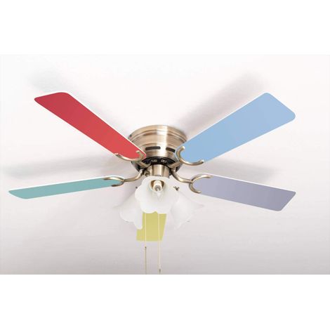 Ventilateur de plafond extra plat Multicolor Brass Antique avec éclairage (1/2)