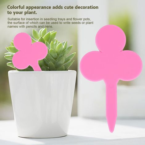 100 farbenfrohe, blattförmige Gartenetiketten aus wasserfestem und strapazierfähigem PVC, rosa. (1/5)