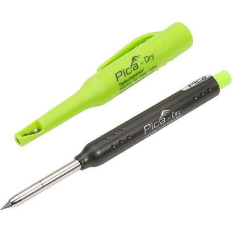 Marqueur Pica Dry – Mine graphite universelle 2B – Étui avec taille-crayon intégré – Pour toutes surfaces, même humides