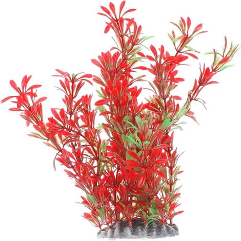 Grandes Plantes Artificielles pour Aquarium, Décoration en Plastique, sans Danger pour Tous Les Poissons, Rouge (1/5)