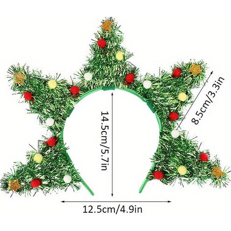 Serre-tête sapin de Noël à paillettes - Joli serre-tête en plastique pour les fêtes de Noël, les décorations de costumes et les coiffures (1/5)