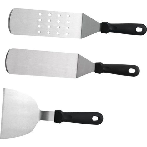 Grillwender-Set (3-teilig) — Küchenutensilien aus Edelstahl: Spezialwender zum Grillen von Steaks, Fisch und Pizza (1/5)
