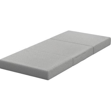 Colchón plegable 200 x 90 cm, 15 cm, espuma gel y soporte, funda lavable, gris claro, HOMVRA (1/4)