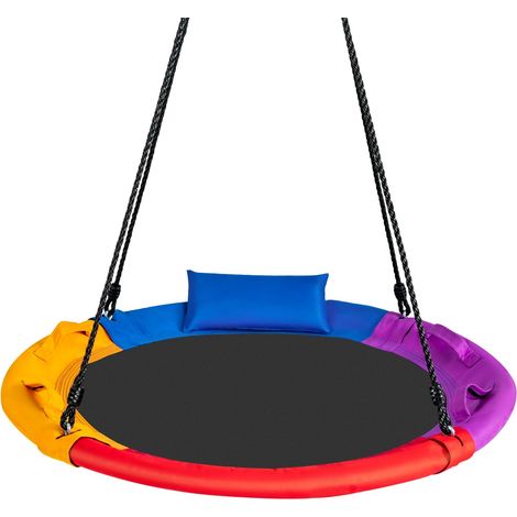 Columpio nido de pájaro redondo 100 x 100 x 100-180 cm seguridad reforzada asiento cómodo ambiente exterior acero galvanizado de color 200020673