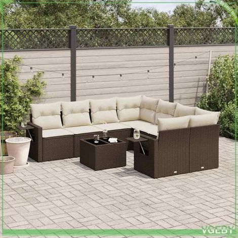 Salon de jardin - FAF7291712420467 - 9 pièces - Résine tressée marron - Rangement étanche (1/3)