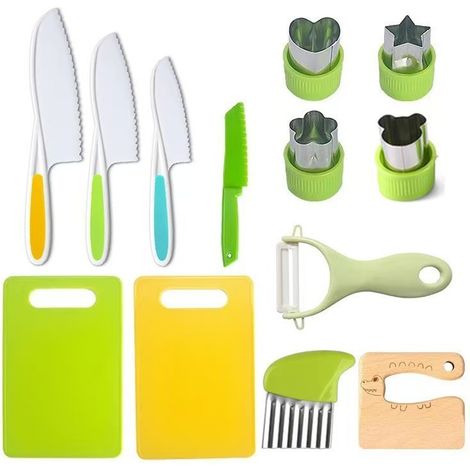Ensemble de 13 couteaux de cuisine sécurisés pour enfants, couteau de sécurité dès 2 ans, couteau Montessori, kit de cuisine pour enfants pour couper et cuisiner les fruits (1/5)