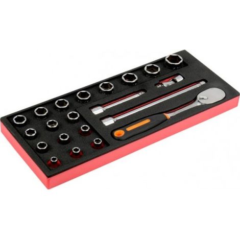 BAHCO - Jeu de cliquets et douilles 1/2", module mousse 1/3 Fit&Go - 21 pcs