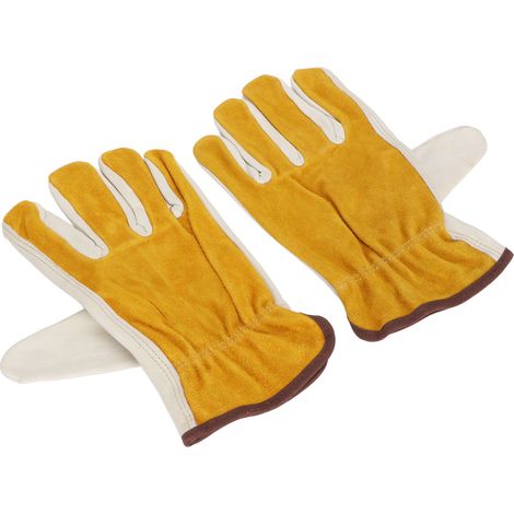 Gants de jardin en cuir résistants aux perforations, durables à doigts pleins pour le travail extérieur Abricot (1/5)
