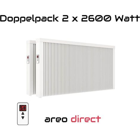 Elektroheizung Doppelpack 2x 2600 Watt Flächenspeicherheizung areo direct  - simples Thermostat - Appsteuerung ohne Zusatzhardware möglich von eVARMO (1/5)