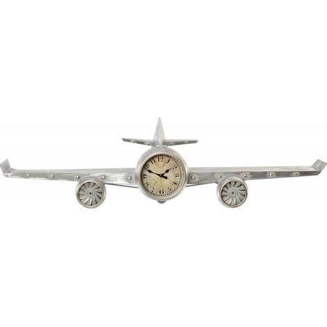 Horloge murale étagère argent style industriel chic - Argent galvanisé (1/5)