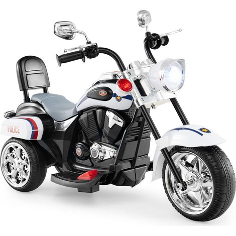 Moto elettrica scooter chopper 91 x 48 x 64 cm 3 ruote faro luminoso stabile stile moderno in bianco e nero PP 200012892