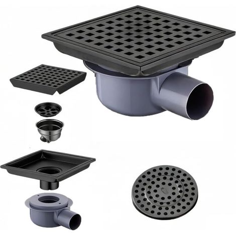 Caniveau de Douche Carré,15  15 Bonde de Douche, Siphon à 360, Siphon de Sol Anti-Odeur, Invisible, Utilisable en Positif et Négatif, Double Filtration, Peut être Carrelé, Argenté (1/5)