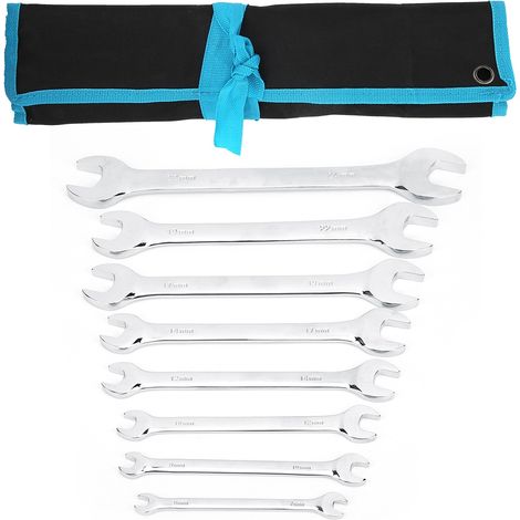 Jeu de 9 clés plates à double extrémité, kit de clés pour bricoleurs, accessoires de quincaillerie, acier 45 (1/5)