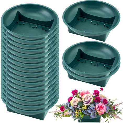 Lot de 24 kits d'arrangement floral en mousse, grands bols ronds de 16 cm avec eau, blocs de mousse absorbants pour présentations florales (1/5)
